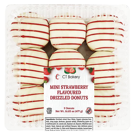 Strawberry Drizzled Mini Donuts 9 Count - 16.82 OZ