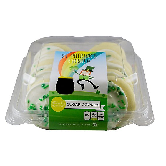 St Patricks Day White Frosted Sugar Cookies 10 Count - 13.5 OZ