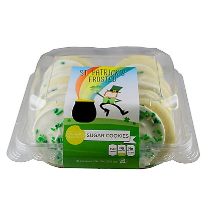 St Patricks Day White Frosted Sugar Cookies 10 Count - 13.5 OZ - Image 1