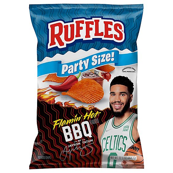 Ruffles Potato Chips Flamin' Hot Bbq Flavored 12 1/2 Oz Party Size - 12.5 OZ