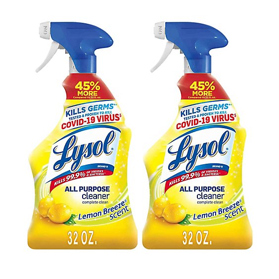 Lysol All Purpose Deodorizing Spray Lemon Breeze Cleaner Pack - 2-32 Oz
