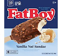 The Original Fatboy Nut Sundae On A Stick Vanilla Ice Cream Bar. Six Bars Per Pack - 15 FZ