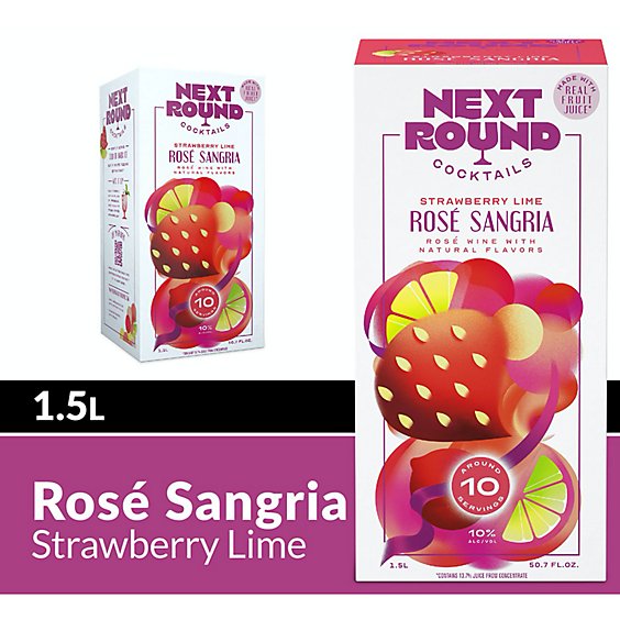 Next Round Cocktails Strawberry Lime Sangria Rose Wine Premixed Cocktail Box - 1.5 Liter