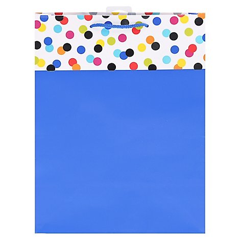 American Greetings Blue with Multicolor Cuff Large Gift Bag - Each