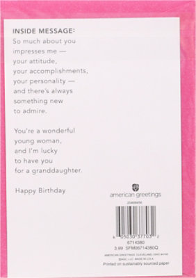 American Greetings Cake and Candle Birthday Card for Granddaughter - Each - Image 4