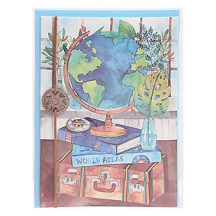Papyrus Globe Blank Inside Thinking of You Card - Each - Image 1