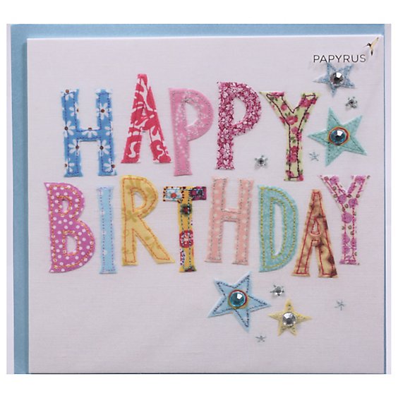 Papyrus Stitching Text Happy Birthday Card - Each