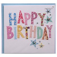 Papyrus Stitching Text Happy Birthday Card - Each - Image 1