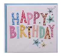 Papyrus Stitching Text Happy Birthday Card - Each