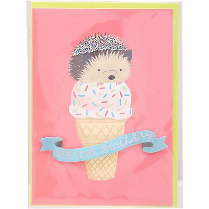 Papyrus Hedgehog and Ice Cream Birthday Card - Each - Image 2