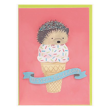 Papyrus Hedgehog and Ice Cream Birthday Card - Each - Image 1