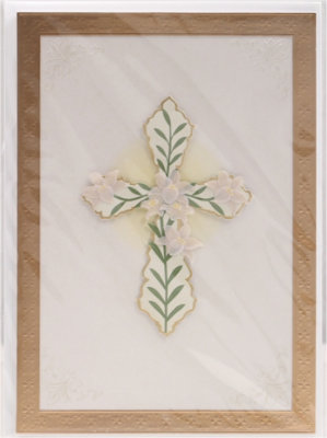 Papyrus Cross with Flowers Sympathy Card - Each - Image 2