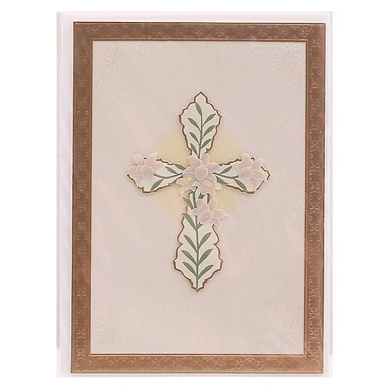 Papyrus Cross with Flowers Sympathy Card - Each