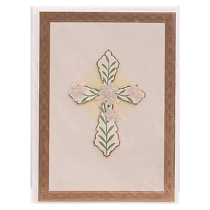 Papyrus Cross with Flowers Sympathy Card - Each - Image 1