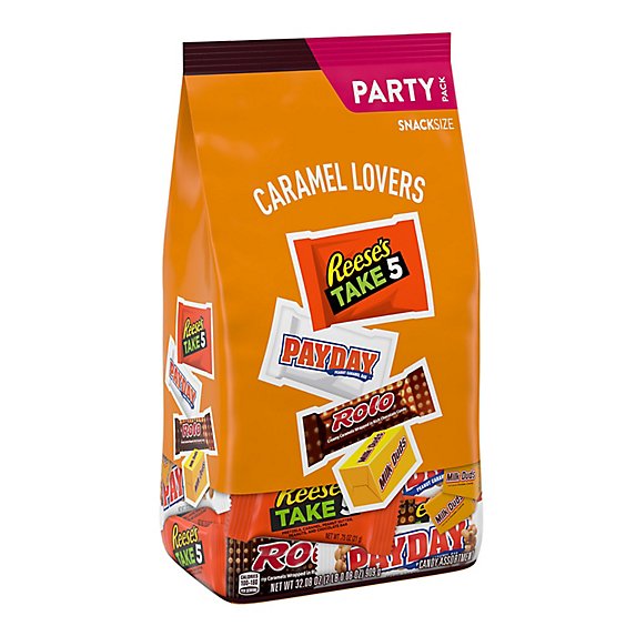 HERSHEY'S Caramel Lovers Caramel Assortment Snack Size Candy Bulk Party Pack - 32.07 Oz