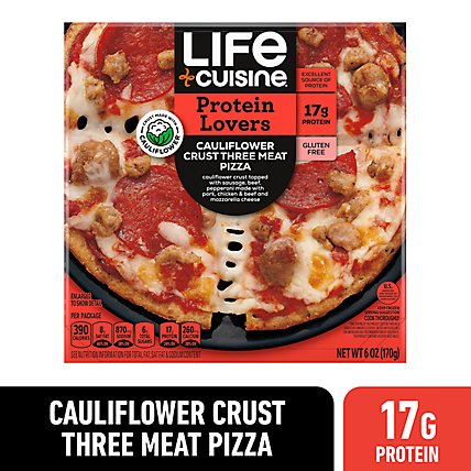 Life Cuisine Cauliflower Crust 3 Meat Pizza Frozen Entree Box - 6 OZ - Image 2