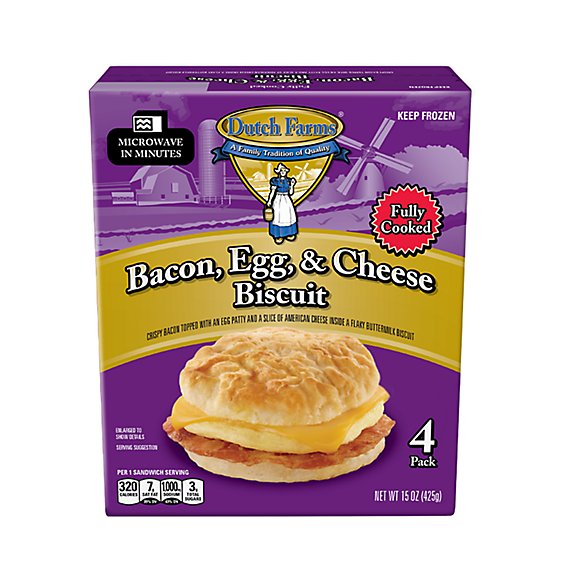 Dutch Farms Bacon Egg & Chs Biscuit 4pk - 15.04 OZ