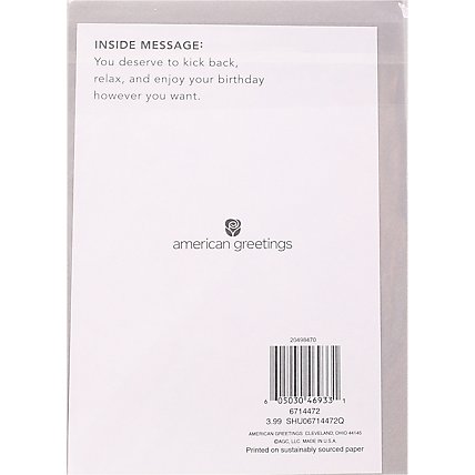 American Greetings Napping Sloth Funny Birthday Card - Each - Image 4