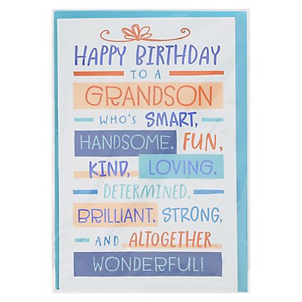 American Greetings Stacked Lettering Birthday Card for Grandson - Each - Image 1