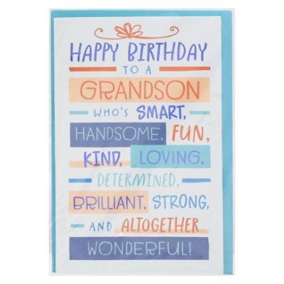 American Greetings Stacked Lettering Birthday Card for Grandson - Each