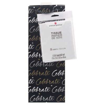 American Greetings Celebrate Beverage Gift Bag with 2 Sheets Tissue Paper - Each