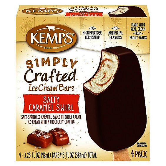 Kemps Simply Crafted Ice Cream Bars Salty Caramel Swirl 4pk - 13 FZ