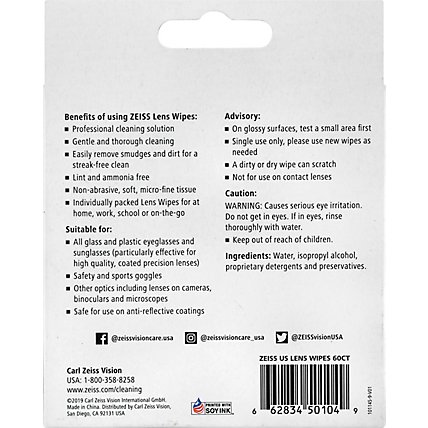 Zeiss Lens Wipes - 60 CT - Image 4