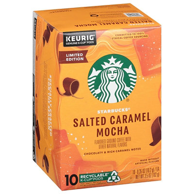 Starbucks 100% Arabica Salted Caramel Mocha Flavored K Cup Coffee Pods Box 10 Count - Each - Image 4