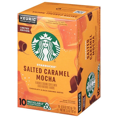 Starbucks 100% Arabica Salted Caramel Mocha Flavored K Cup Coffee Pods Box 10 Count - Each - Image 3