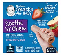 Gerber Soothe n Chew Teething Sticks Strawberry Apple Snack Box for Baby - 6-0.53 Oz