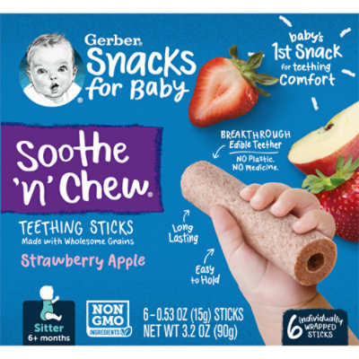 Gerber Soothe n Chew Teething Sticks Strawberry Apple Snack Box for Baby - 6-0.53 Oz - Image 1