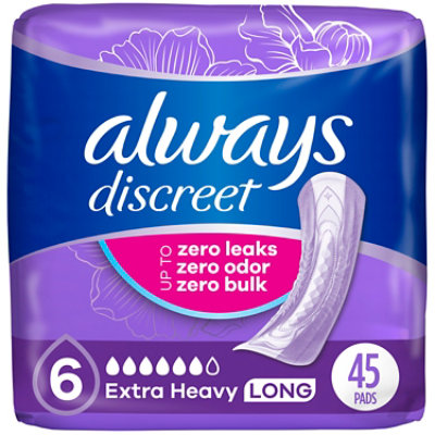 Always Discreet Ex Hvy Long Pads - 45 CT