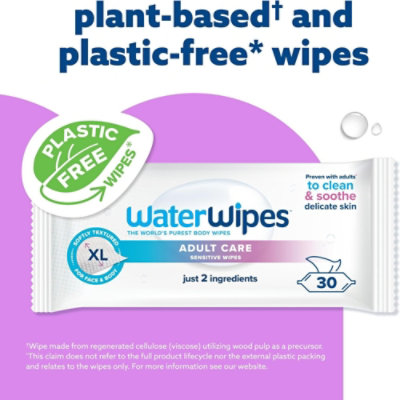 WaterWipes Adult Wipes 99.9% Water Based & Hypoallergenic for Sensitive Skin - 30 Count - Image 4