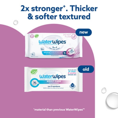 WaterWipes Sensitive+ Body & Intimate Wipes 3-In-1 Cleans Cares Protects 99.9% Water Hypoallergenic- 30 Wipes - Image 2