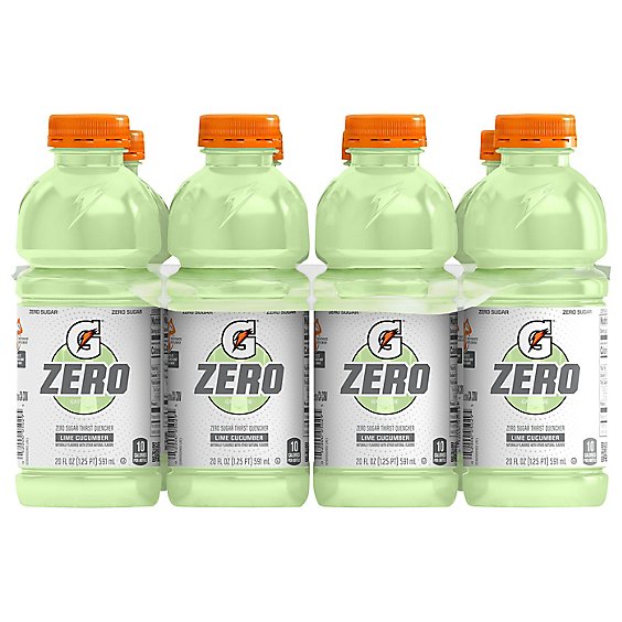 Gatorade Zero Zero Sugar Thirst Quencher Lime Cucumber 20 Fl Oz Bottles - 8-20 FZ