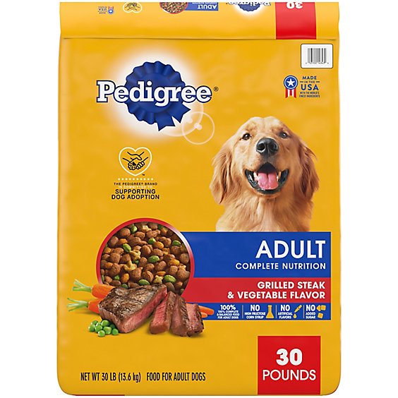 Pedigree Complete Nutrition Grilled Steak & Vegetable Flavor Adult Dry Dog Food - 30 Lbs