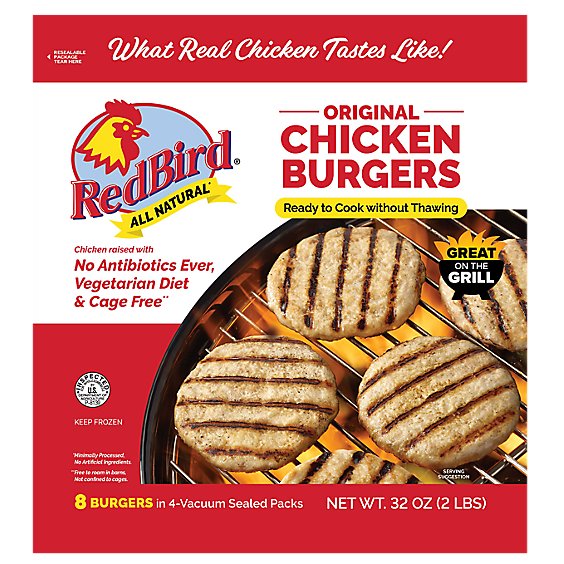 Red Bird Farms Chicken Burger Frozen - 32 OZ