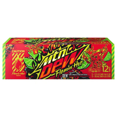 Mtn Dew Flamin Hot Dew Heat And Citrus 12 Fl Oz 12 Count Cans - 144 FZ - Image 3