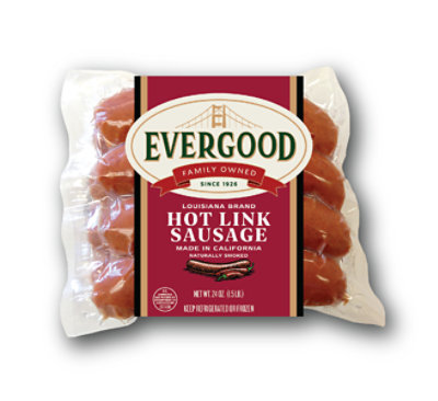 Evergood Sausage, Hot Link, Louisiana Brand