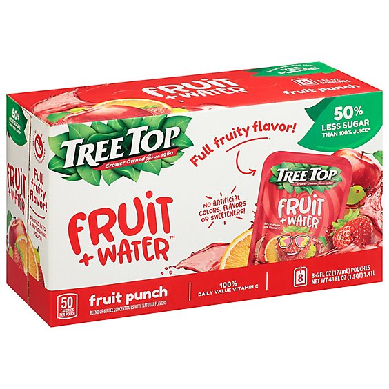 Tree Top Fruit Water Fruit Punch Juice Pouches - 8-6 FZ