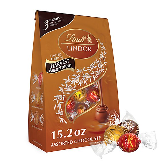 Lindt LINDOR Harvest Assorted Milk Chocolate Candy Truffles Bag-15.2 Oz