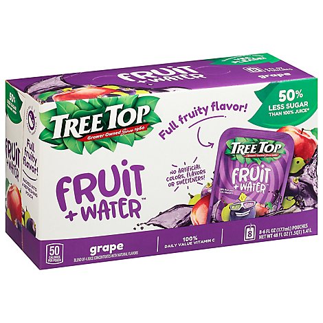 8/6fl Oz Tree Top Fruit Water Grape Juice Pouches - 48 OZ