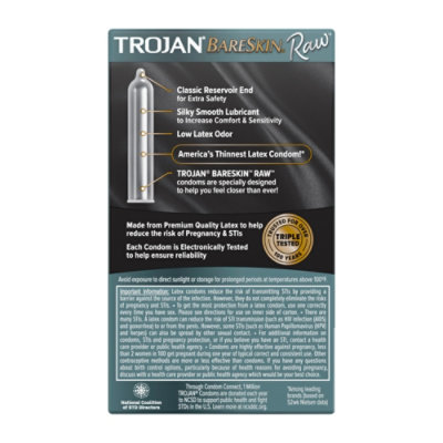 Trojan Bareskin Raw Thin Lubricated Condoms - 10 Count - Image 5