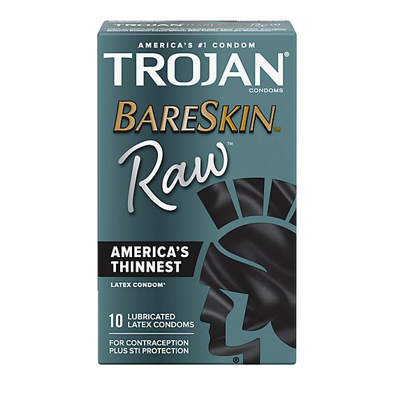 Trojan Bareskin Raw Thin Lubricated Condoms - 10 Count
