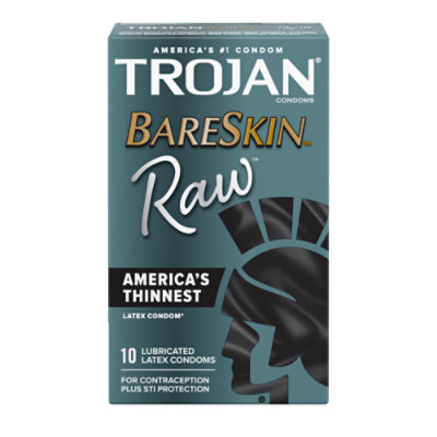 Trojan Bareskin Raw Thin Lubricated Condoms - 10 Count