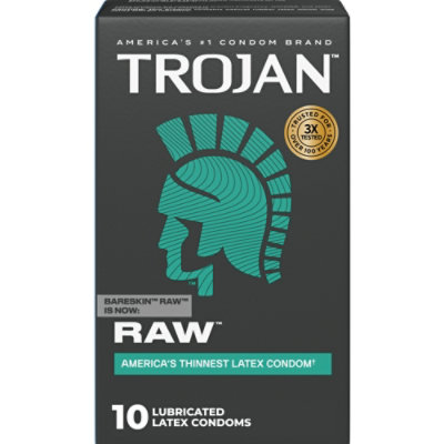 Trojan Bareskin Raw Thin Lubricated Condoms - 10 Count