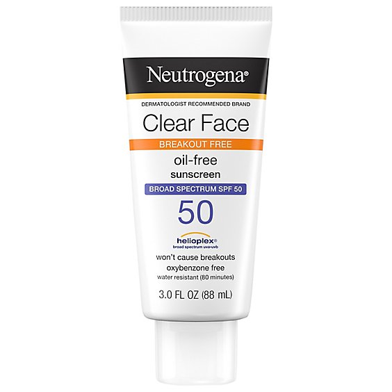Neutrogena Clear SPF 50 Face Oil-Free Sunscreen - 3 Fl. Oz.