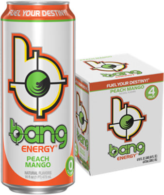 Bang Energy Drink Peach Mango Can - 4-16 FZ - Image 1