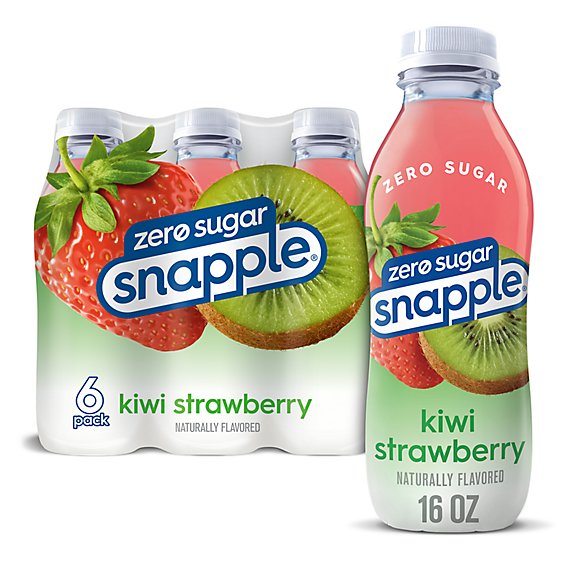 Snapple Zero Sugar Strawberry Kiwi Flavored Fruit Drink Recycled Plastic Bottles - 6-16 Fl. Oz.
