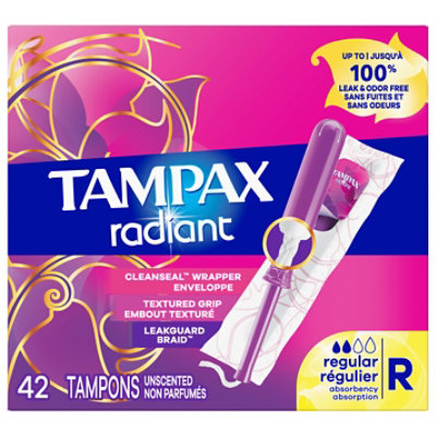 Tampax Radiant Regular Tampons - 42 CT